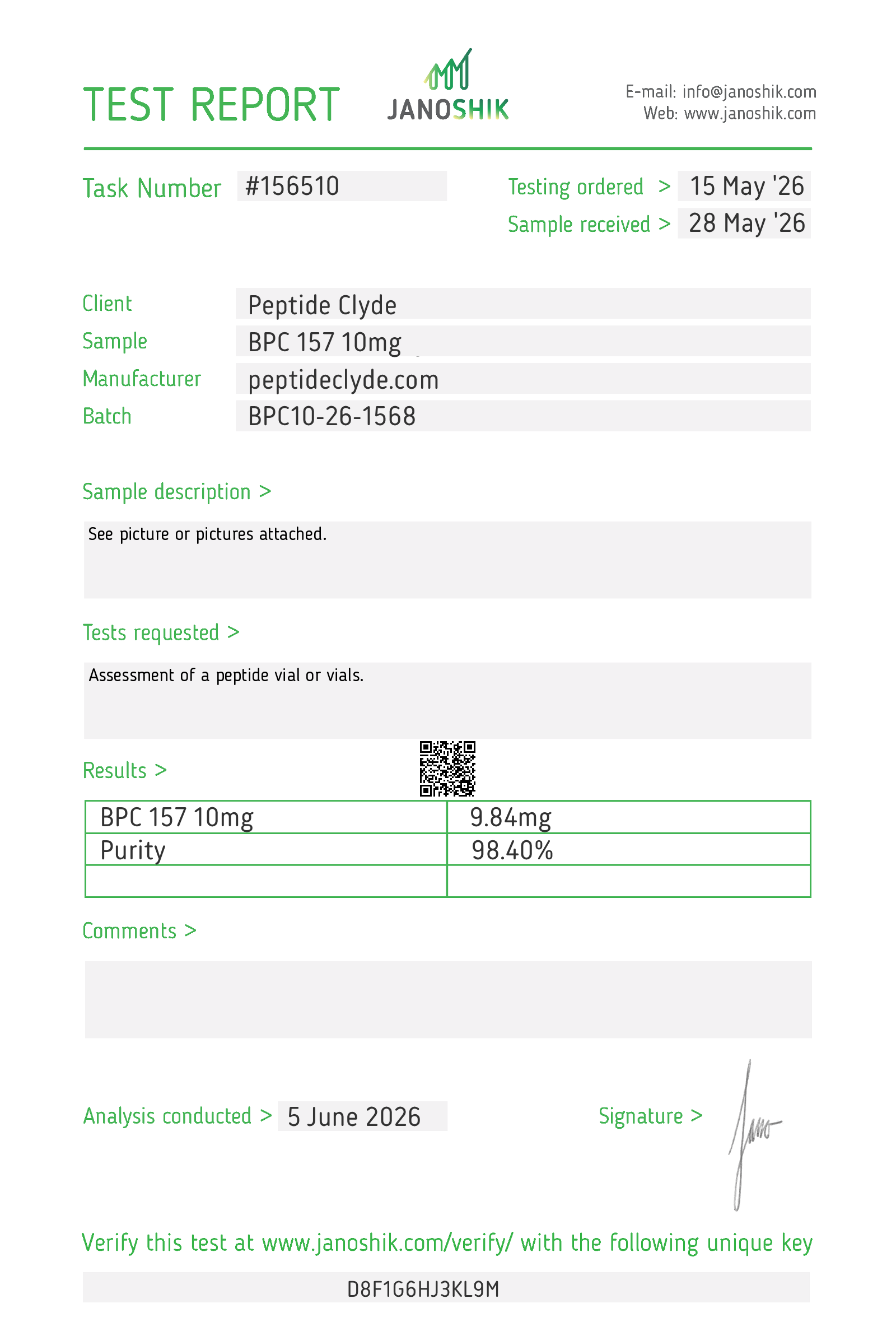 BPC-157 10MG COA