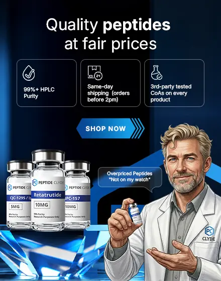 Peptide Clyde research peptides mobile app banner