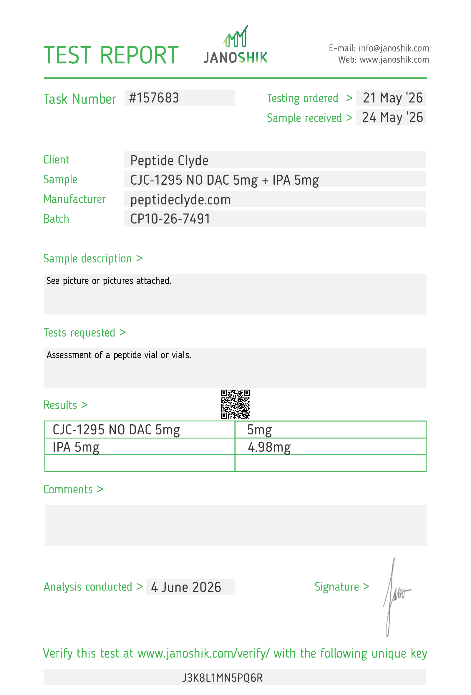 CJC-1295 + Ipamorelin Blend 10MG (5+5) COA