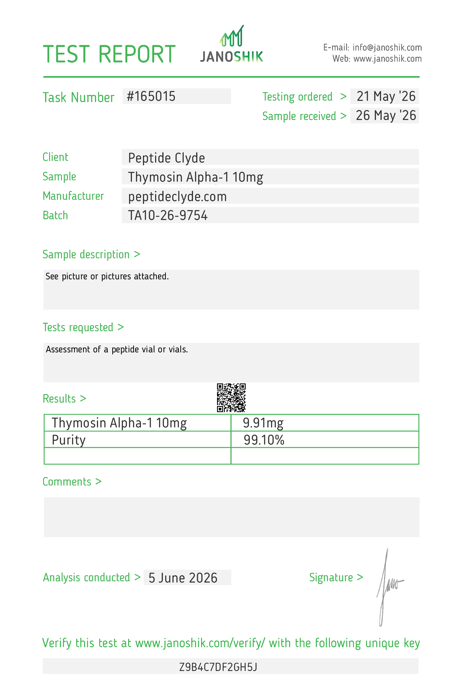 Thymosin Alpha-1 10MG COA